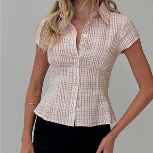 Cottesloe Blouse Top Pink Check
